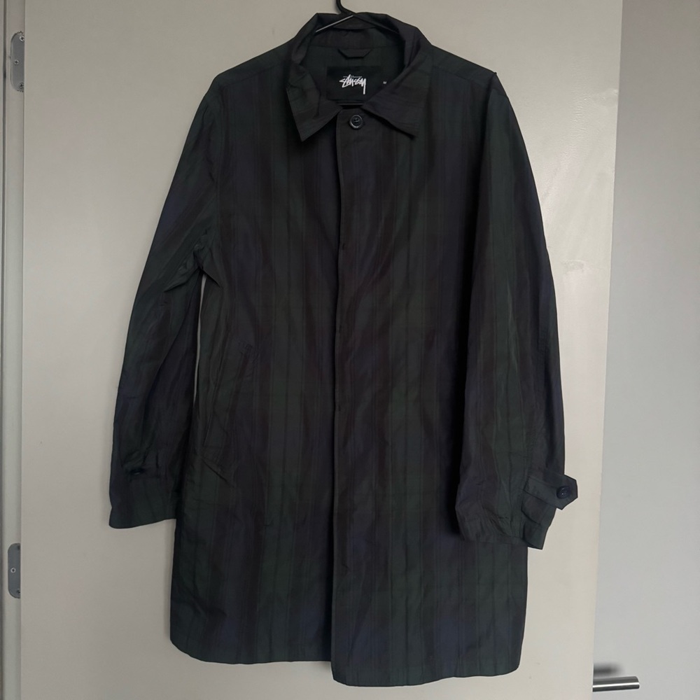 Stüssy Vintage Light Weight Striped Jacket in Navy Blue Green Medium